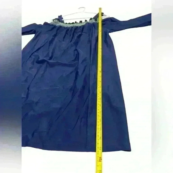 Jude Connally Off the Shoulder Navy Smocked Neckline Summer Preppy Nautical Sz L - Picture 7 of 8